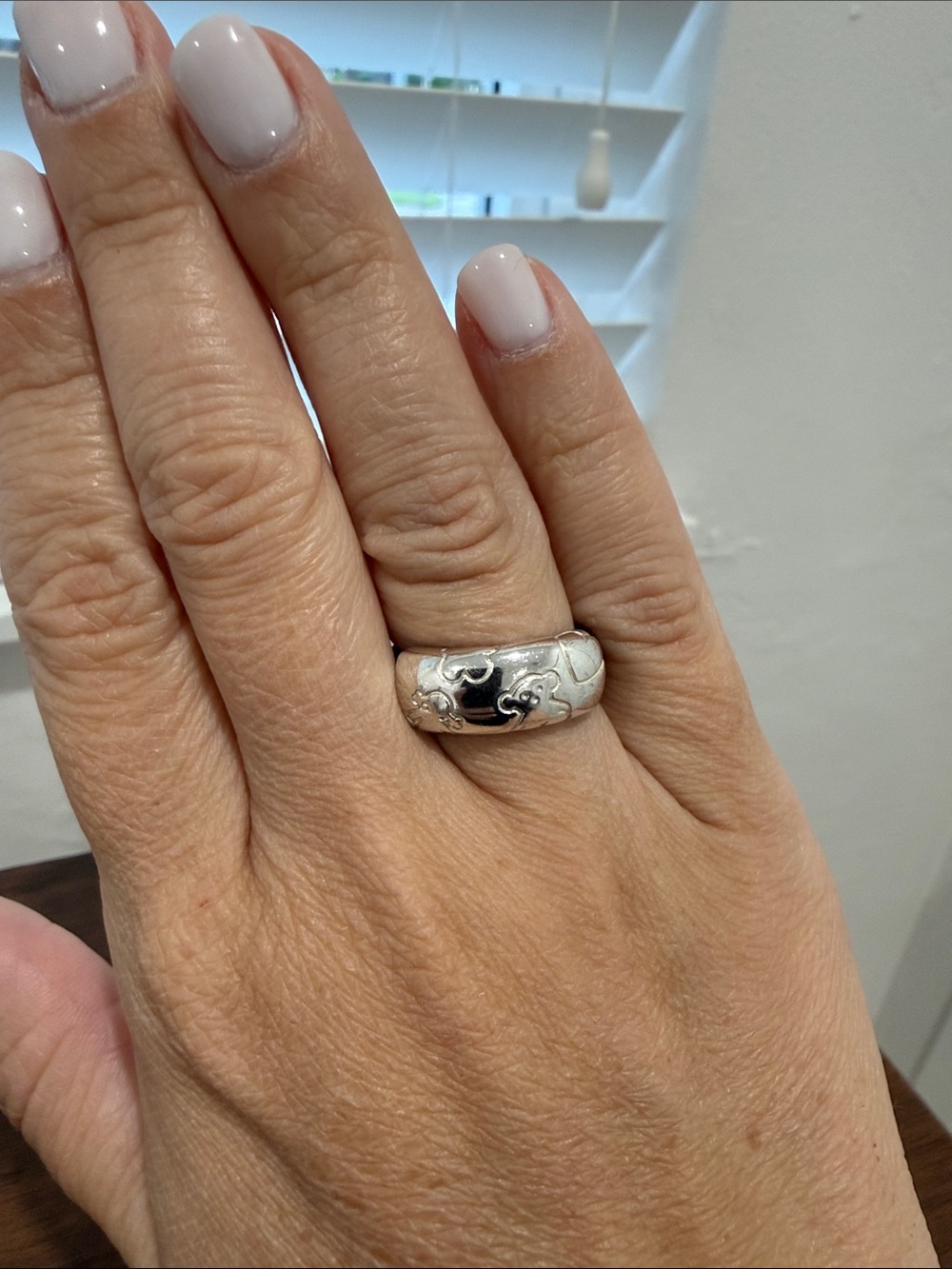 Tous Silver & Black Rubber Ring